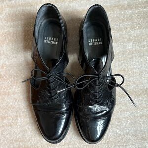 Stuart Weitzman Black Patent Leather Oxfords